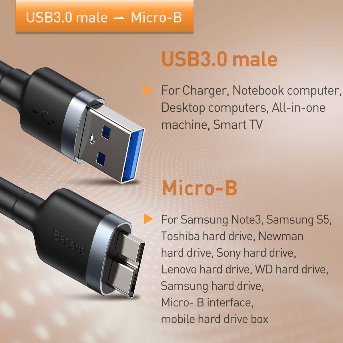 Cable Micro-B USB 1mts Baseus