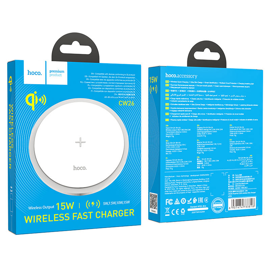 Cargador Inalámbrico Hoco CW26 Blanco