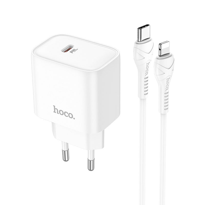 Cargador Casa Hoco DC67 PD20W Cable Tipo C a Lightning Blanco - SEC