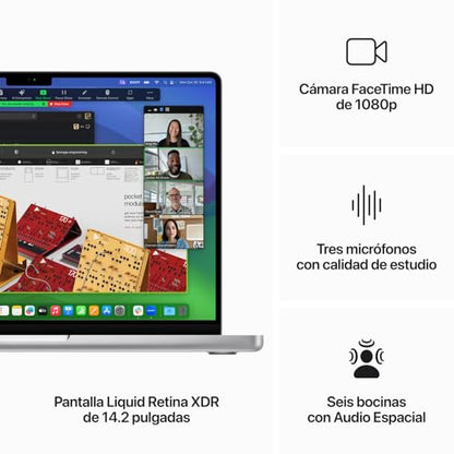 Apple MacBook Pro 2023 Laptop con Chip M3 MAX,CPU de 14 núcleos y GPU de 30 núcleos, Pantalla Liquid Retina XDR de 14 Pulgadas,36 GB de Memoria unificada y 1 TB de Almacenamiento SSD.Color Plata