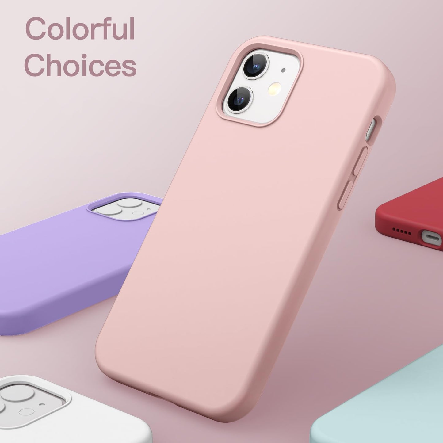 Funda Silicona para iPhone 12/12 Pro 6.1 Pulgadas, Protectora de Cuerpo Completo con Tacto Suave y Sedoso, Antigolpes Carcasa con Forro de Microfibra (Negro)