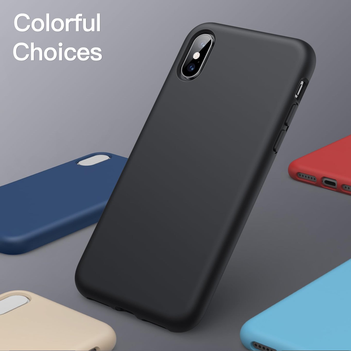 Funda de Silicona para iPhone X, iPhone XS, 5,8", Sedoso-Tacto Suave, Cubierta a Prueba de Golpes con Forro de Microfibra (Negro)