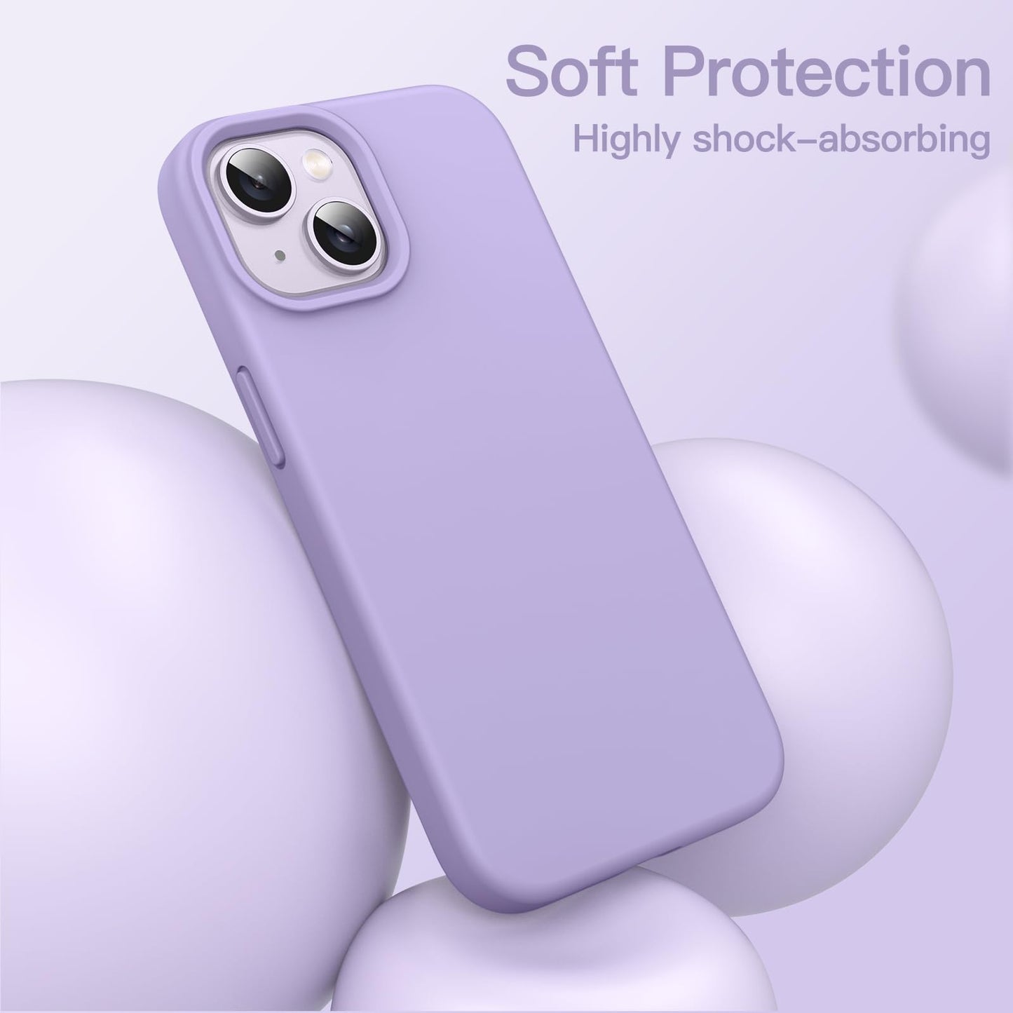 Funda Silicona para iPhone 14 6,1 Pulgadas, Protectora de Cuerpo Completo con Tacto Suave y Sedoso, Antigolpes Carcasa con Forro de Microfibra (Negro)