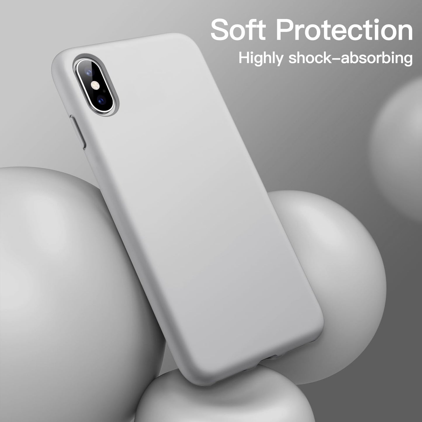 Funda de Silicona para iPhone X, iPhone XS, 5,8", Sedoso-Tacto Suave, Cubierta a Prueba de Golpes con Forro de Microfibra (Negro)