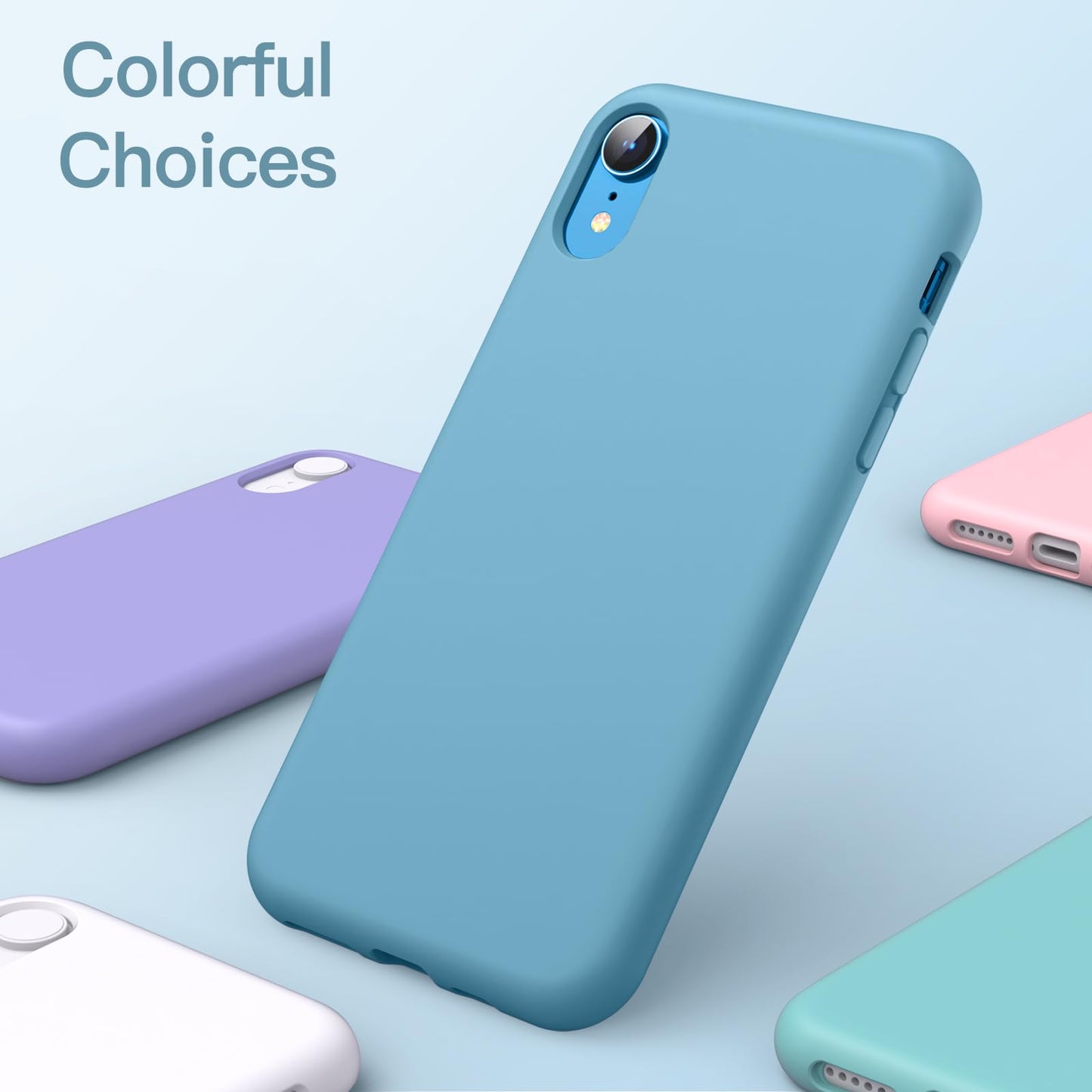 Funda de Silicona para iPhone XR, 6,1", Sedoso-Tacto Suave, Cubierta a Prueba de Golpes con Forro de Microfibra (Negro)