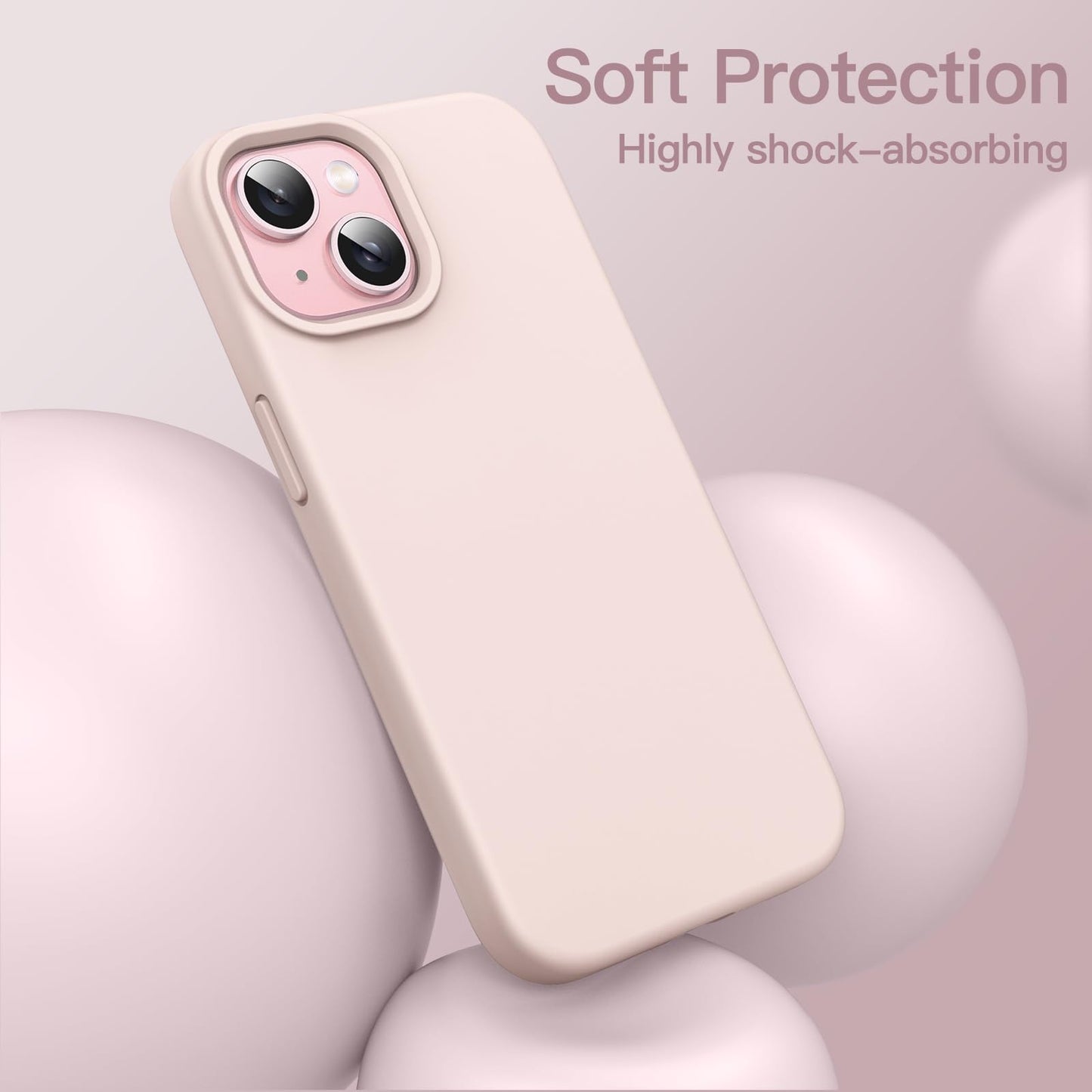 Funda Silicona para iPhone 15 6.1 Pulgadas, Protectora de Cuerpo Completo con Tacto Suave y Sedoso, Antigolpes Carcasa (Negro)
