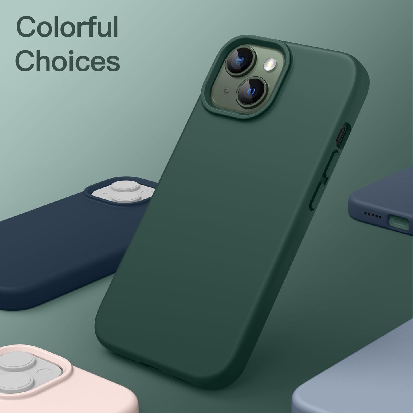 Funda Silicona para iPhone 13 6,1 Pulgadas, Protectora de Cuerpo Completo con Tacto Suave y Sedoso, Antigolpes Carcasa con Forro de Microfibra (Negro)