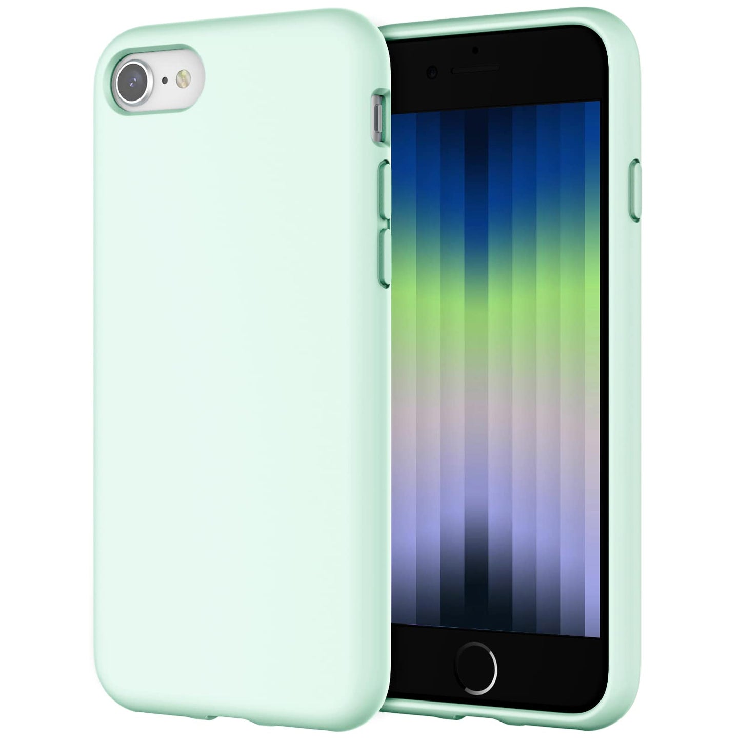 Funda de Silicona para iPhone SE 2022/2020 4,7 Pulgadas, Carcasa Protectora con Tacto Suave y Sedoso, Cubierta a Prueba de Golpes con Forro de Microfibra (Negro)