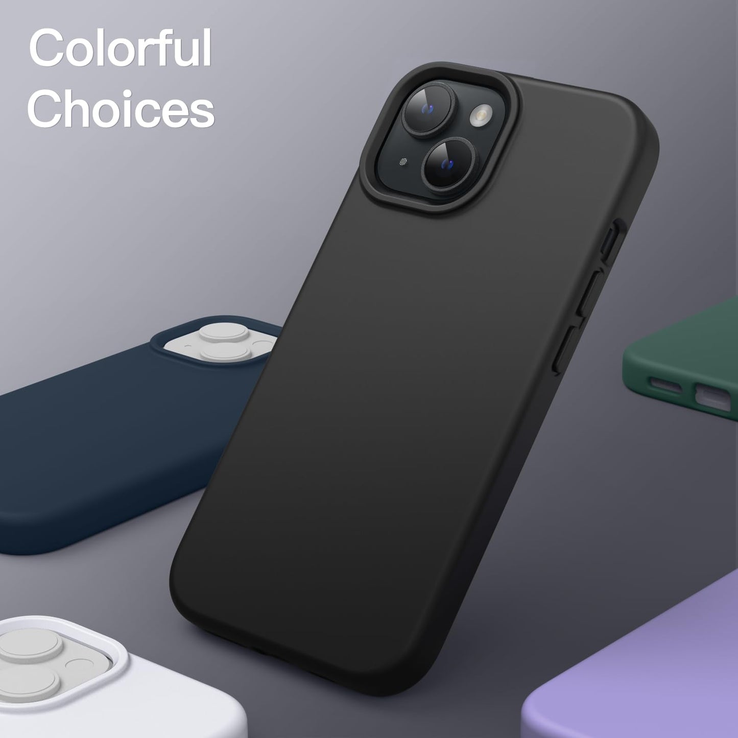 Funda Silicona para iPhone 14 6,1 Pulgadas, Protectora de Cuerpo Completo con Tacto Suave y Sedoso, Antigolpes Carcasa con Forro de Microfibra (Negro)
