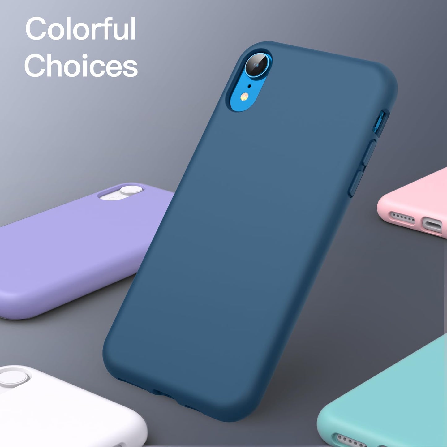 Funda de Silicona para iPhone XR, 6,1", Sedoso-Tacto Suave, Cubierta a Prueba de Golpes con Forro de Microfibra (Negro)