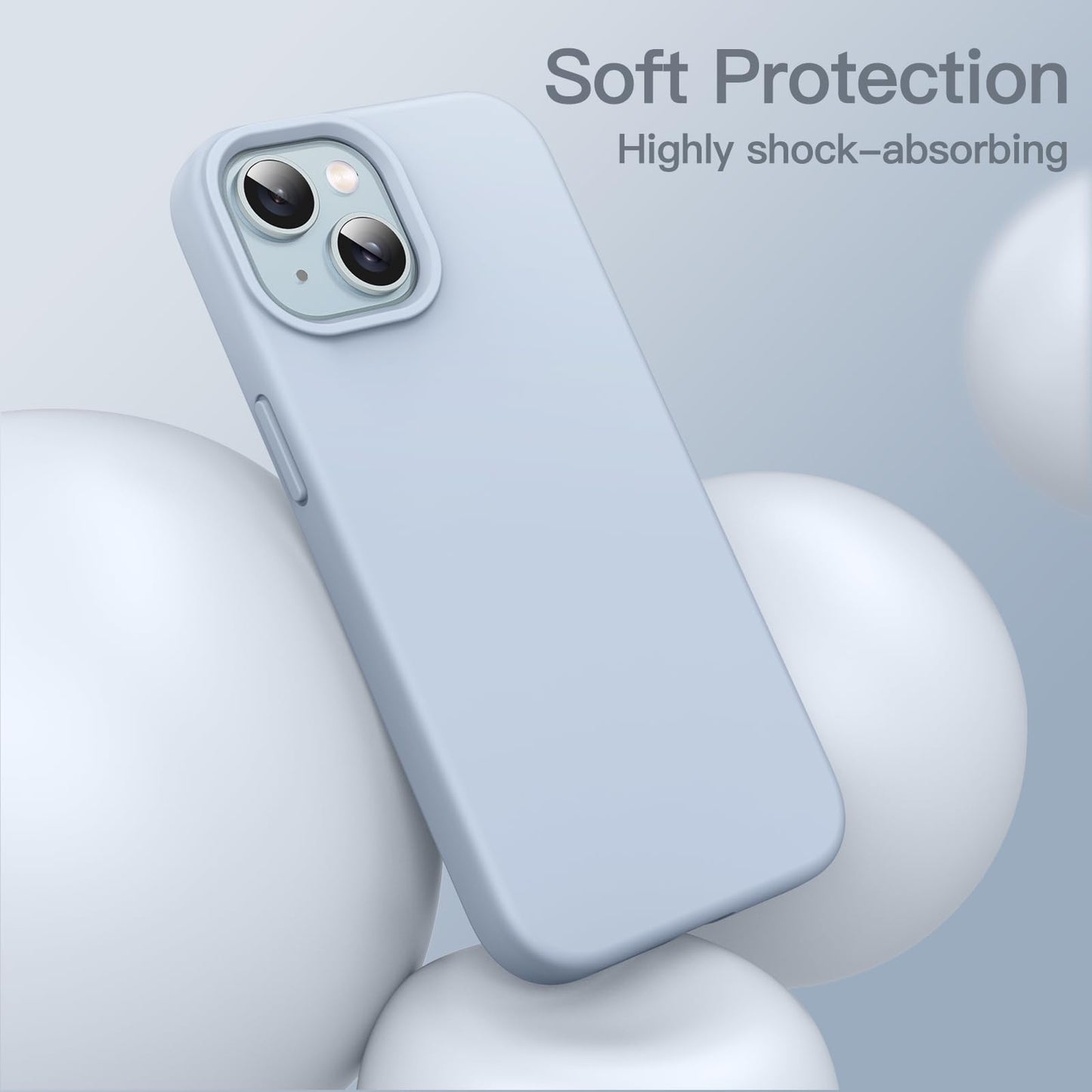 Funda Silicona para iPhone 15 6.1 Pulgadas, Protectora de Cuerpo Completo con Tacto Suave y Sedoso, Antigolpes Carcasa (Negro)