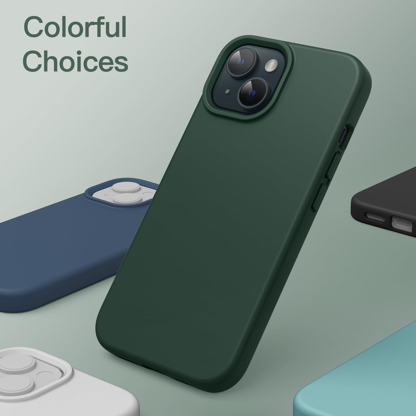 Funda Silicona para iPhone 15 6.1 Pulgadas, Protectora de Cuerpo Completo con Tacto Suave y Sedoso, Antigolpes Carcasa (Negro)