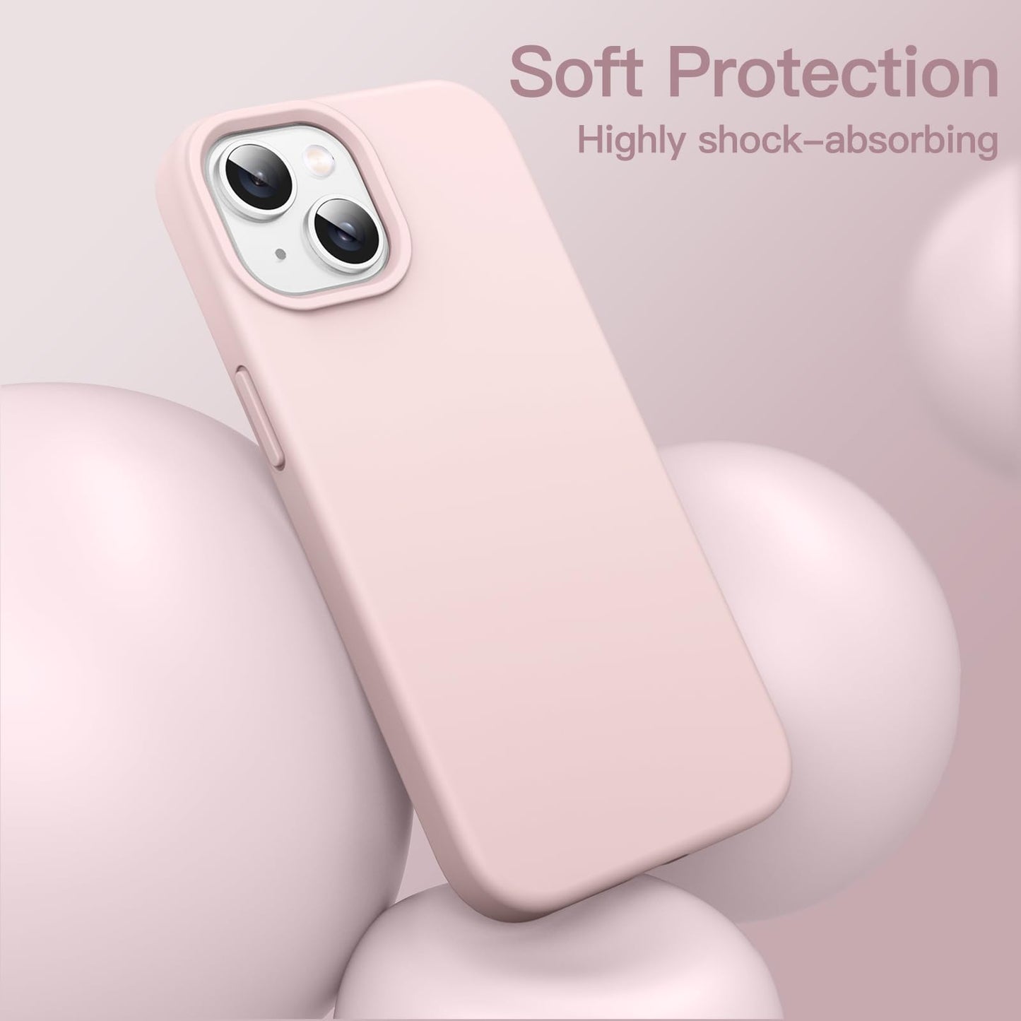 Funda Silicona para iPhone 14 6,1 Pulgadas, Protectora de Cuerpo Completo con Tacto Suave y Sedoso, Antigolpes Carcasa con Forro de Microfibra (Negro)