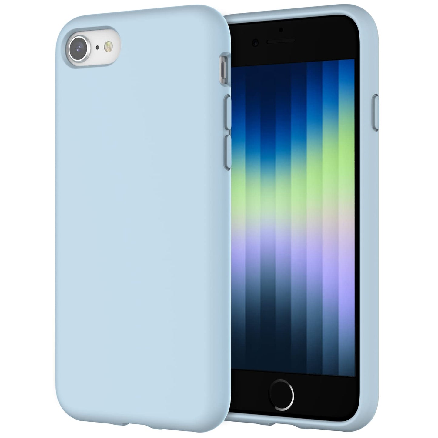 Funda de Silicona para iPhone SE 2022/2020 4,7 Pulgadas, Carcasa Protectora con Tacto Suave y Sedoso, Cubierta a Prueba de Golpes con Forro de Microfibra (Negro)