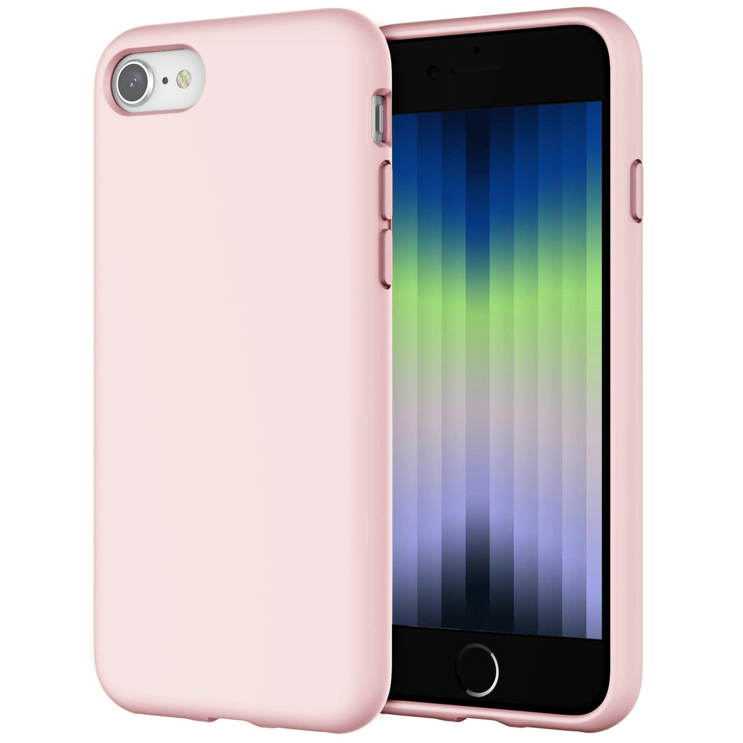 Funda de Silicona para iPhone SE 2022/2020 4,7 Pulgadas, Carcasa Protectora con Tacto Suave y Sedoso, Cubierta a Prueba de Golpes con Forro de Microfibra (Negro)