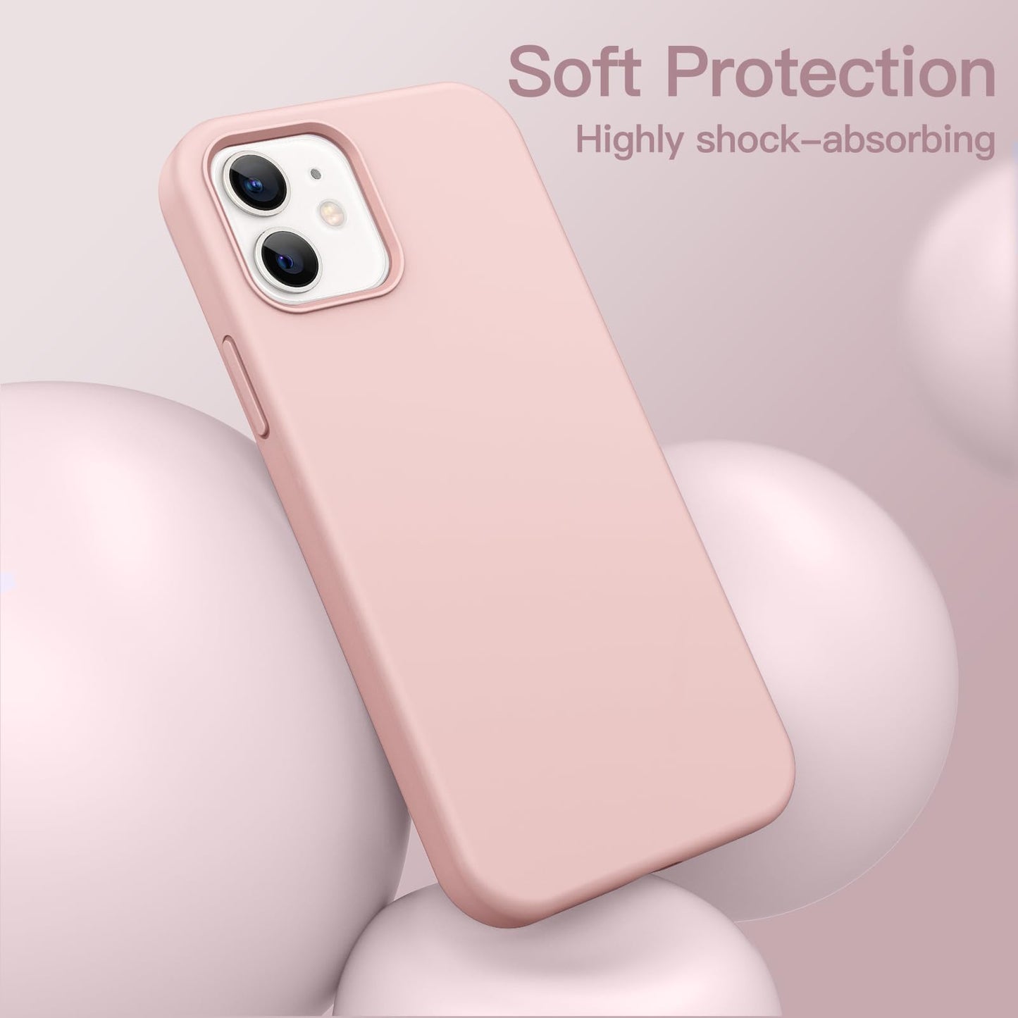 Funda Silicona para iPhone 12/12 Pro 6.1 Pulgadas, Protectora de Cuerpo Completo con Tacto Suave y Sedoso, Antigolpes Carcasa con Forro de Microfibra (Negro)