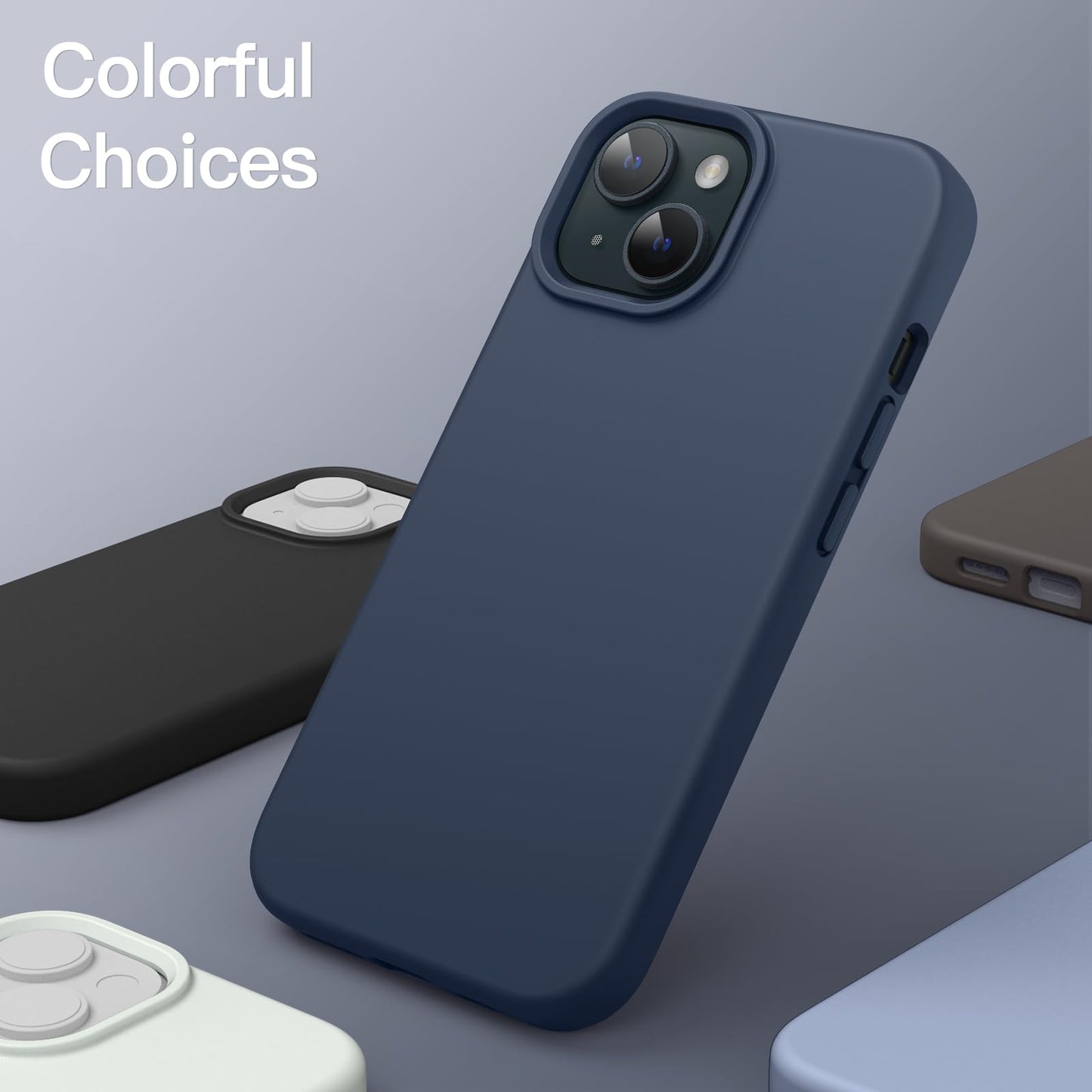 Funda Silicona para iPhone 15 6.1 Pulgadas, Protectora de Cuerpo Completo con Tacto Suave y Sedoso, Antigolpes Carcasa (Negro)
