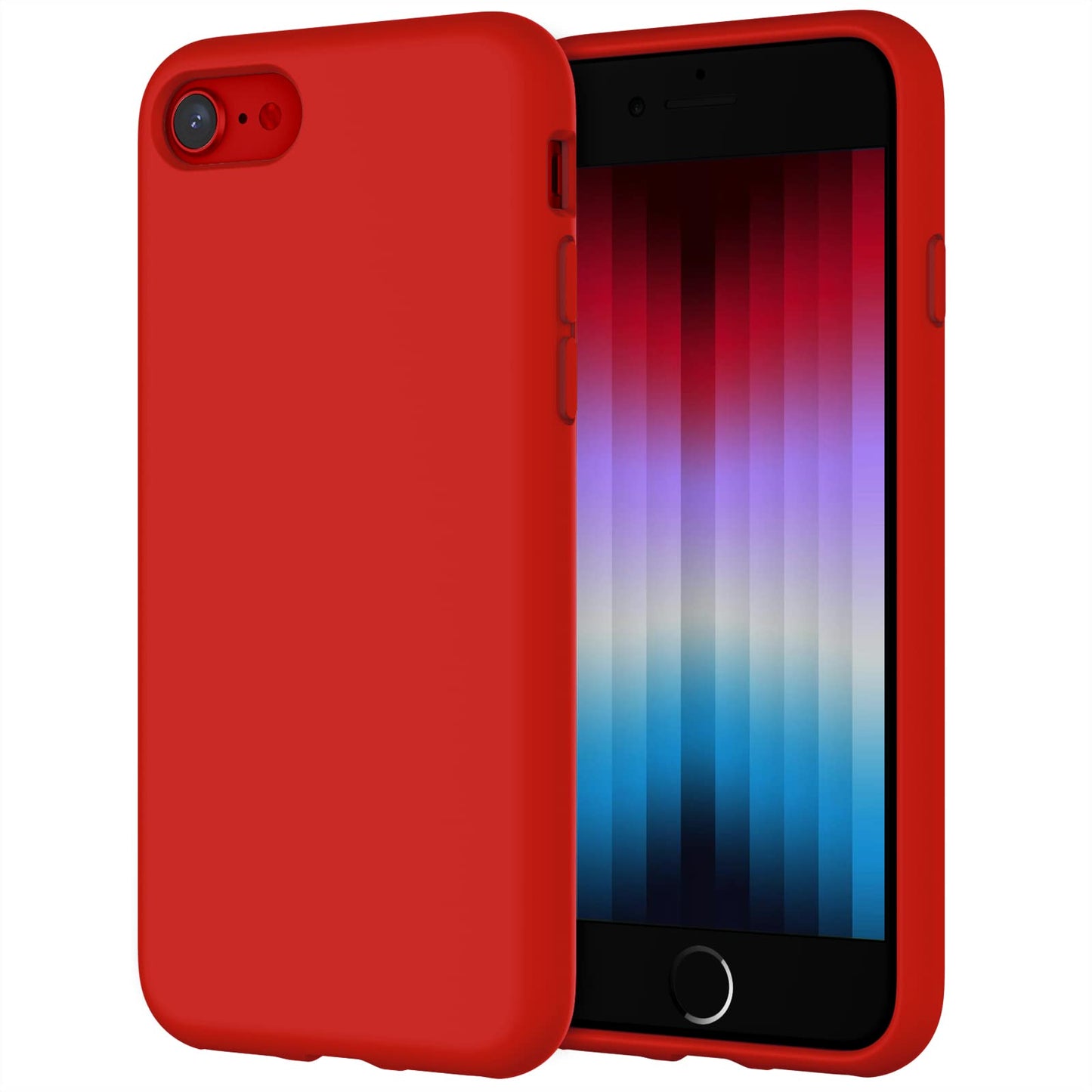 Funda de Silicona para iPhone SE 2022/2020 4,7 Pulgadas, Carcasa Protectora con Tacto Suave y Sedoso, Cubierta a Prueba de Golpes con Forro de Microfibra (Negro)