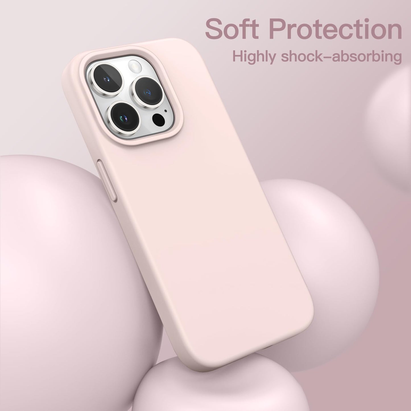 Funda Silicona para iPhone 15 Pro MAX 6.7 Pulgadas, Protectora de Cuerpo Completo con Tacto Suave y Sedoso, Antigolpes Carcasa (Negro)