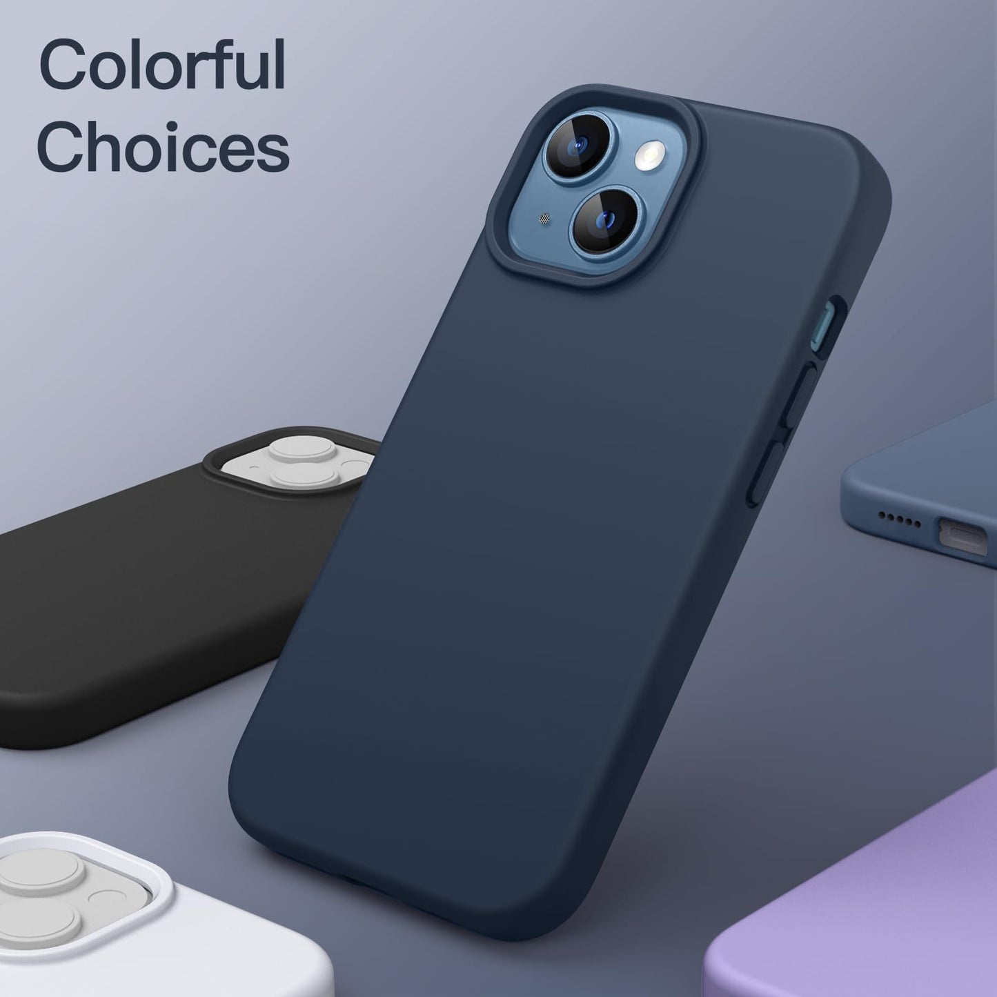 Funda Silicona para iPhone 13 6,1 Pulgadas, Protectora de Cuerpo Completo con Tacto Suave y Sedoso, Antigolpes Carcasa con Forro de Microfibra (Negro)