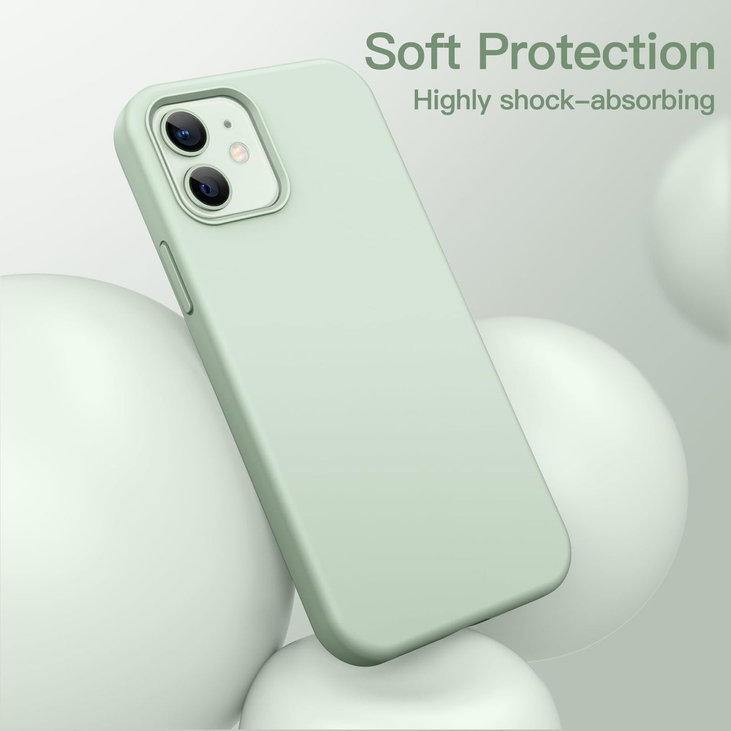 Funda Silicona para iPhone 12/12 Pro 6.1 Pulgadas, Protectora de Cuerpo Completo con Tacto Suave y Sedoso, Antigolpes Carcasa con Forro de Microfibra (Negro)