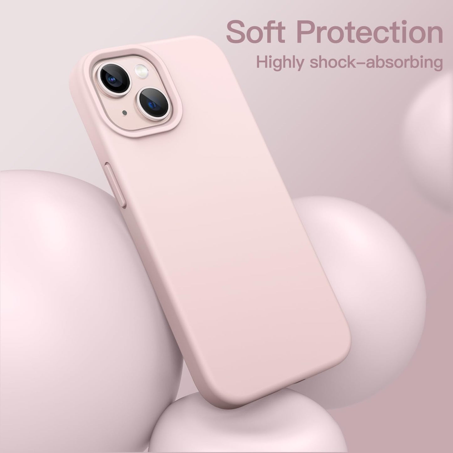 Funda Silicona para iPhone 13 6,1 Pulgadas, Protectora de Cuerpo Completo con Tacto Suave y Sedoso, Antigolpes Carcasa con Forro de Microfibra (Negro)