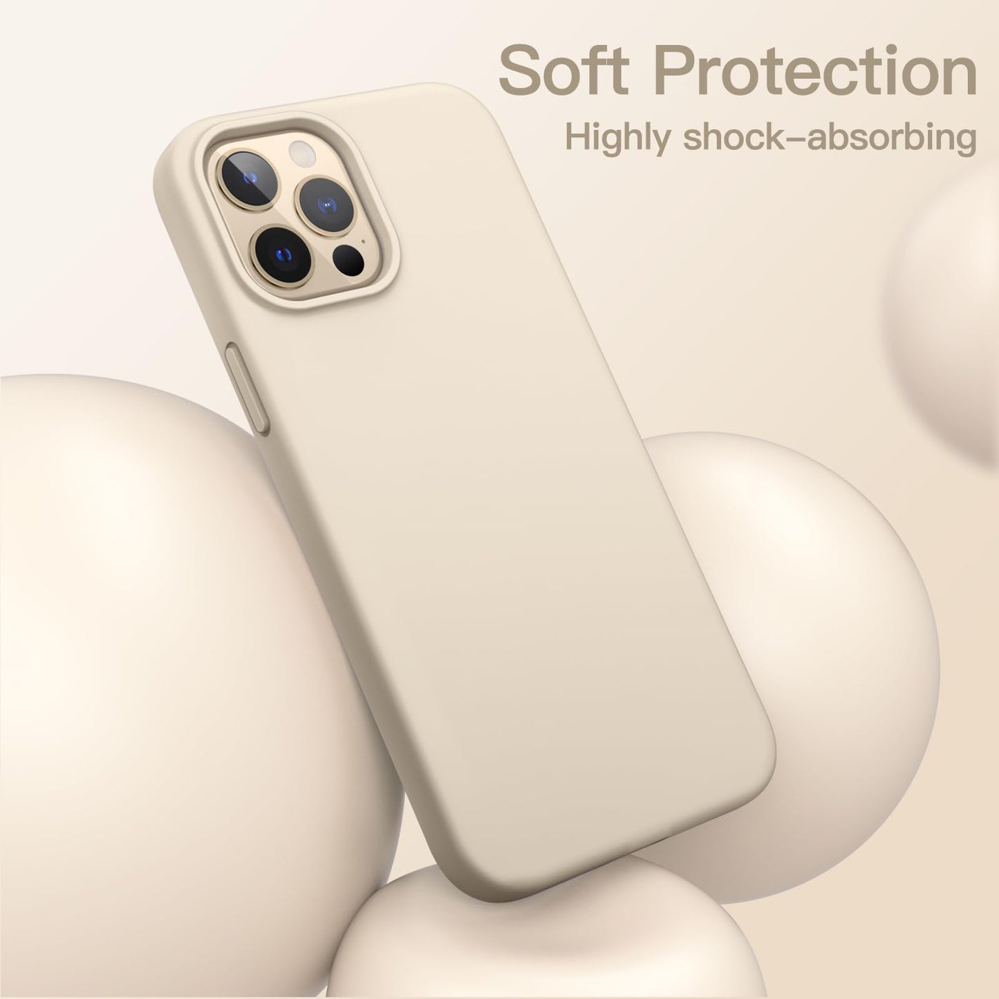 Funda Silicona para iPhone 12 Pro MAX 6.7 Pulgadas, Protectora de Cuerpo Completo con Tacto Suave y Sedoso, Antigolpes Carcasa con Forro de Microfibra (Negro)