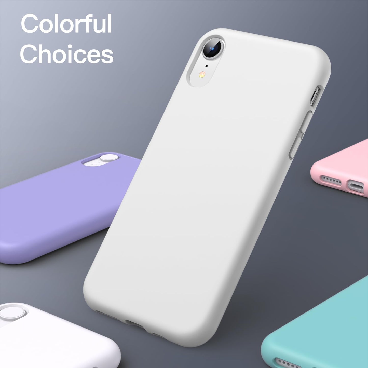 Funda de Silicona para iPhone XR, 6,1", Sedoso-Tacto Suave, Cubierta a Prueba de Golpes con Forro de Microfibra (Negro)