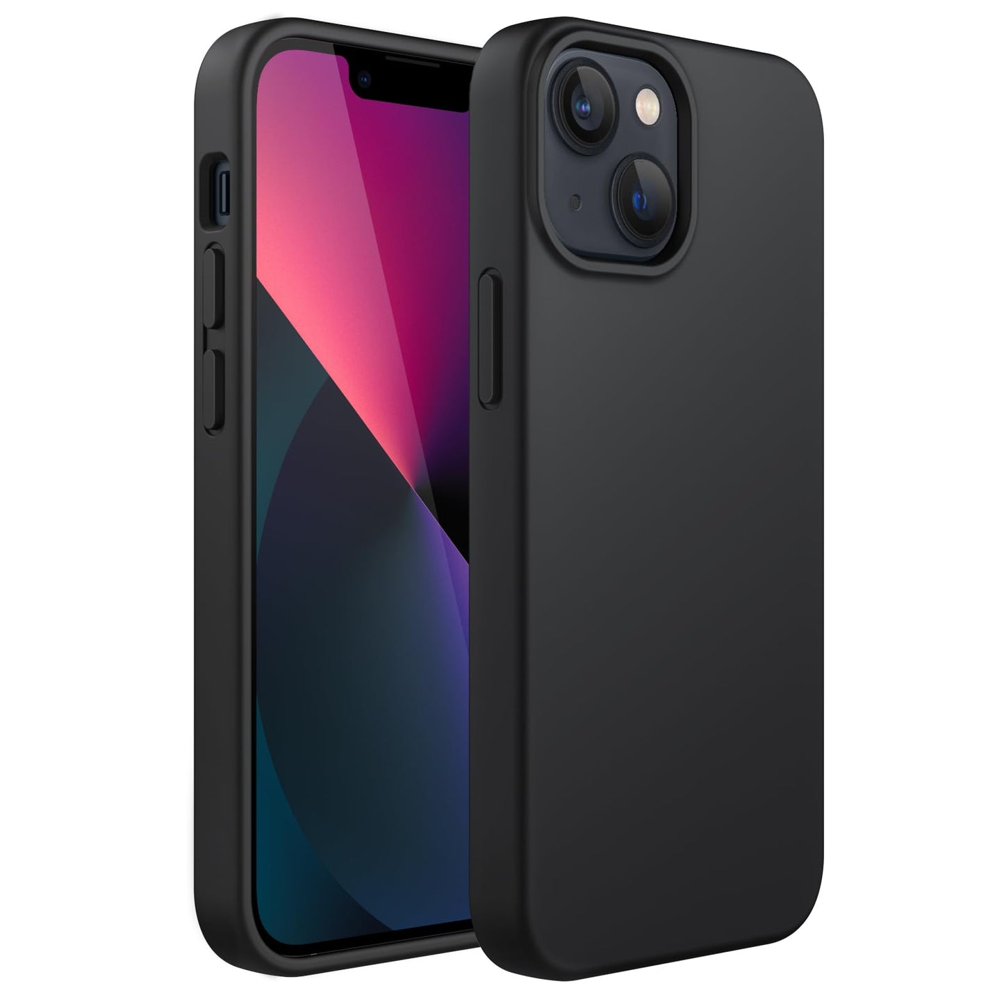 Funda Silicona para iPhone 13 6,1 Pulgadas, Protectora de Cuerpo Completo con Tacto Suave y Sedoso, Antigolpes Carcasa con Forro de Microfibra (Negro)
