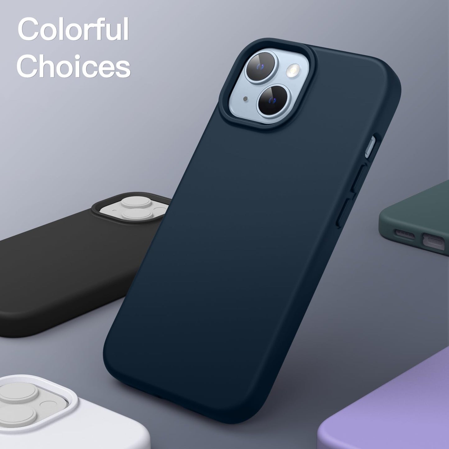 Funda Silicona para iPhone 14 6,1 Pulgadas, Protectora de Cuerpo Completo con Tacto Suave y Sedoso, Antigolpes Carcasa con Forro de Microfibra (Negro)