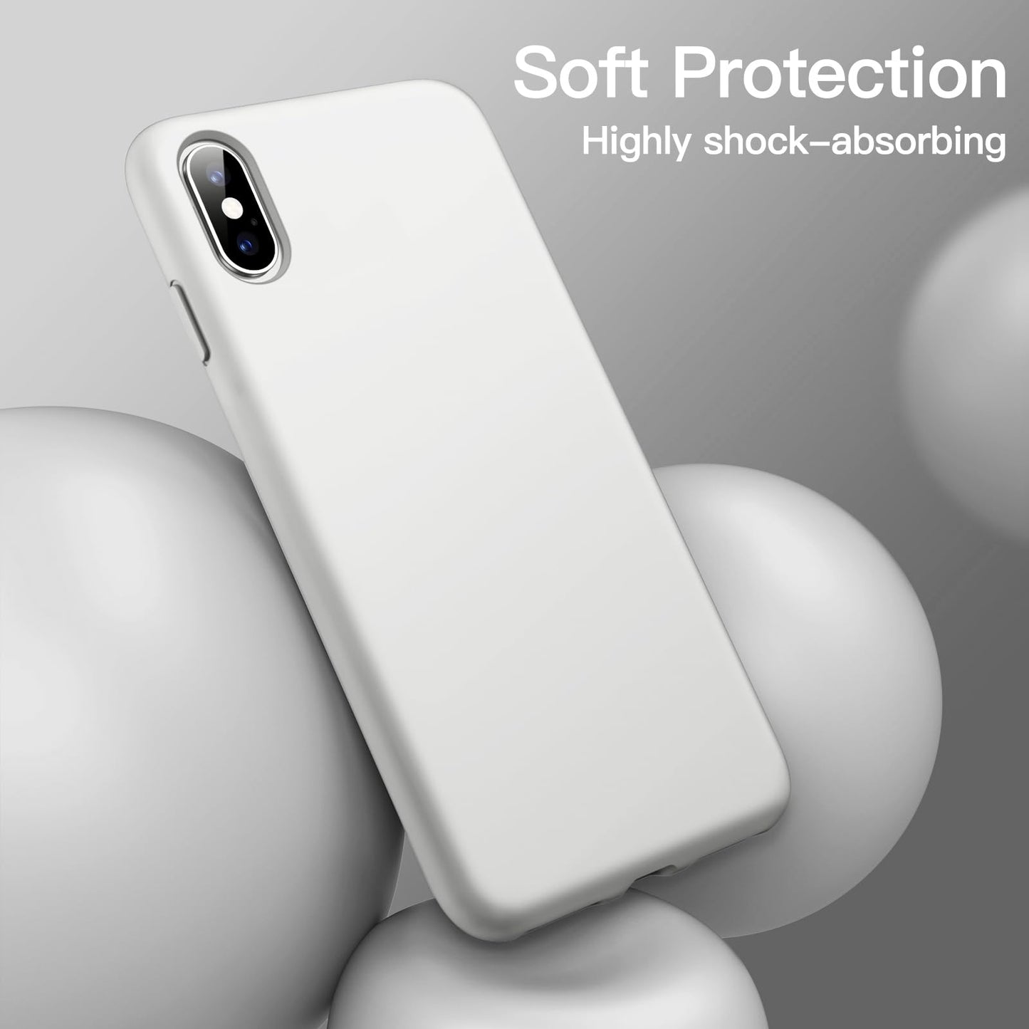 Funda de Silicona para iPhone X, iPhone XS, 5,8", Sedoso-Tacto Suave, Cubierta a Prueba de Golpes con Forro de Microfibra (Negro)