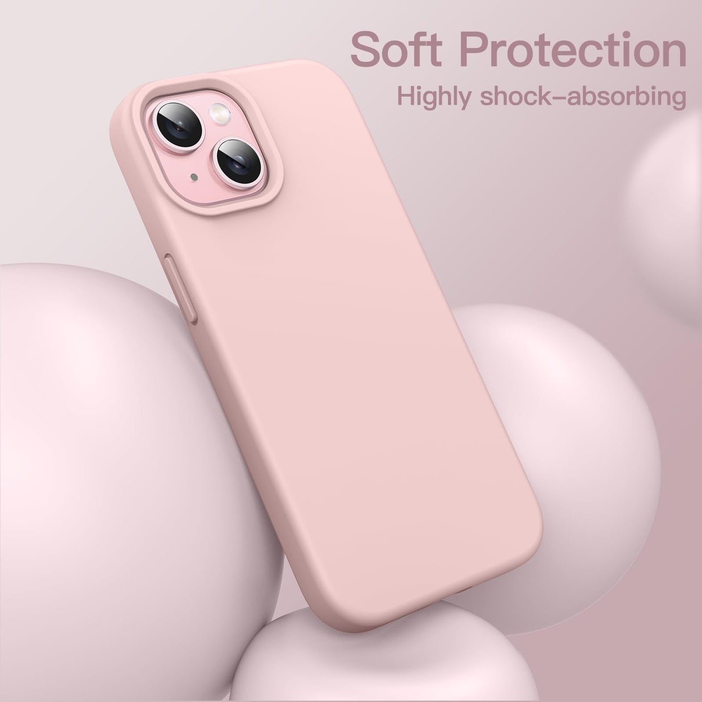 Funda Silicona para iPhone 15 Plus 6.7 Pulgadas, Protectora de Cuerpo Completo con Tacto Suave y Sedoso, Antigolpes Carcasa (Negro)
