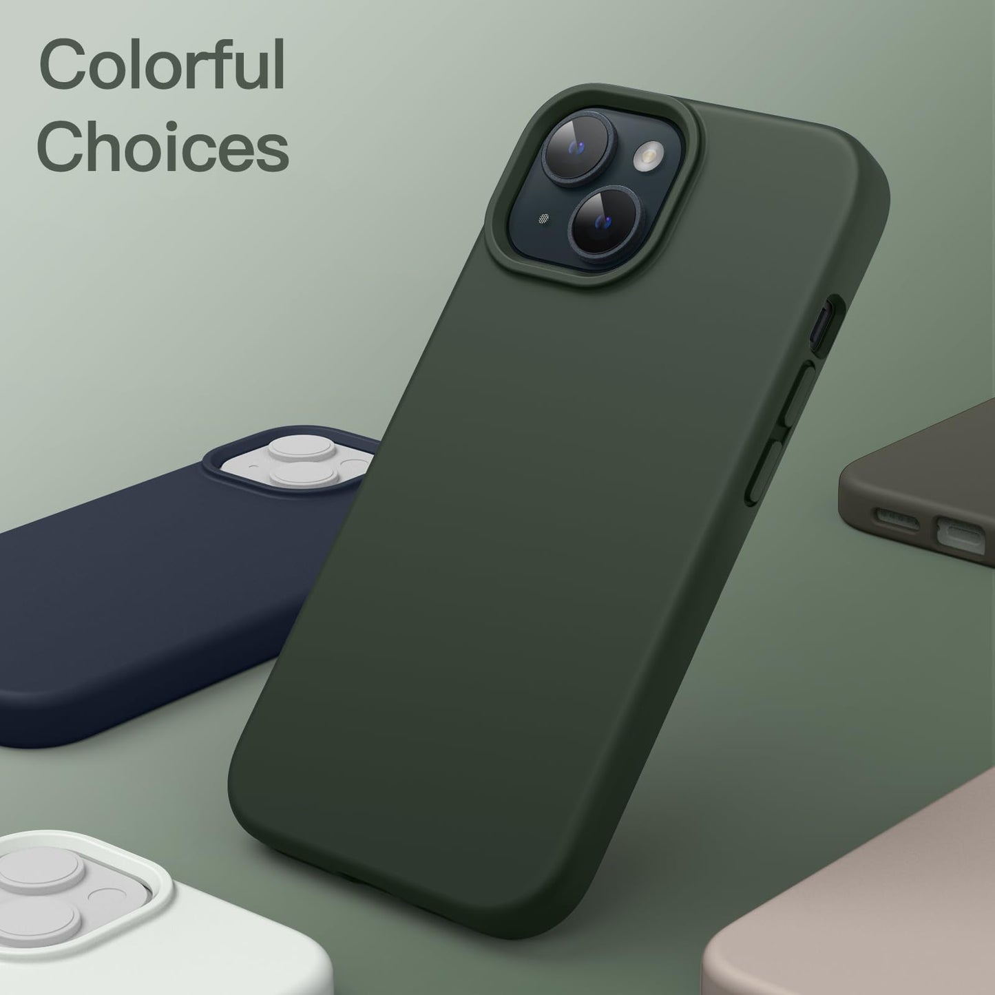 Funda Silicona para iPhone 15 6.1 Pulgadas, Protectora de Cuerpo Completo con Tacto Suave y Sedoso, Antigolpes Carcasa (Negro)