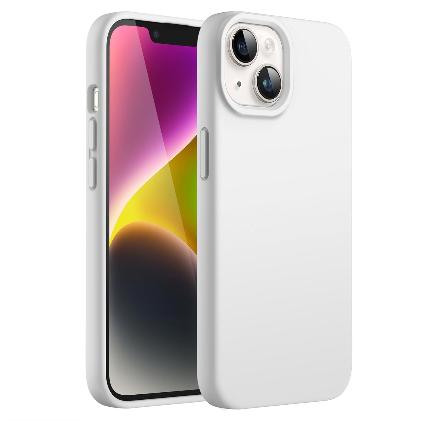 Funda Silicona para iPhone 14 6,1 Pulgadas, Protectora de Cuerpo Completo con Tacto Suave y Sedoso, Antigolpes Carcasa con Forro de Microfibra (Negro)