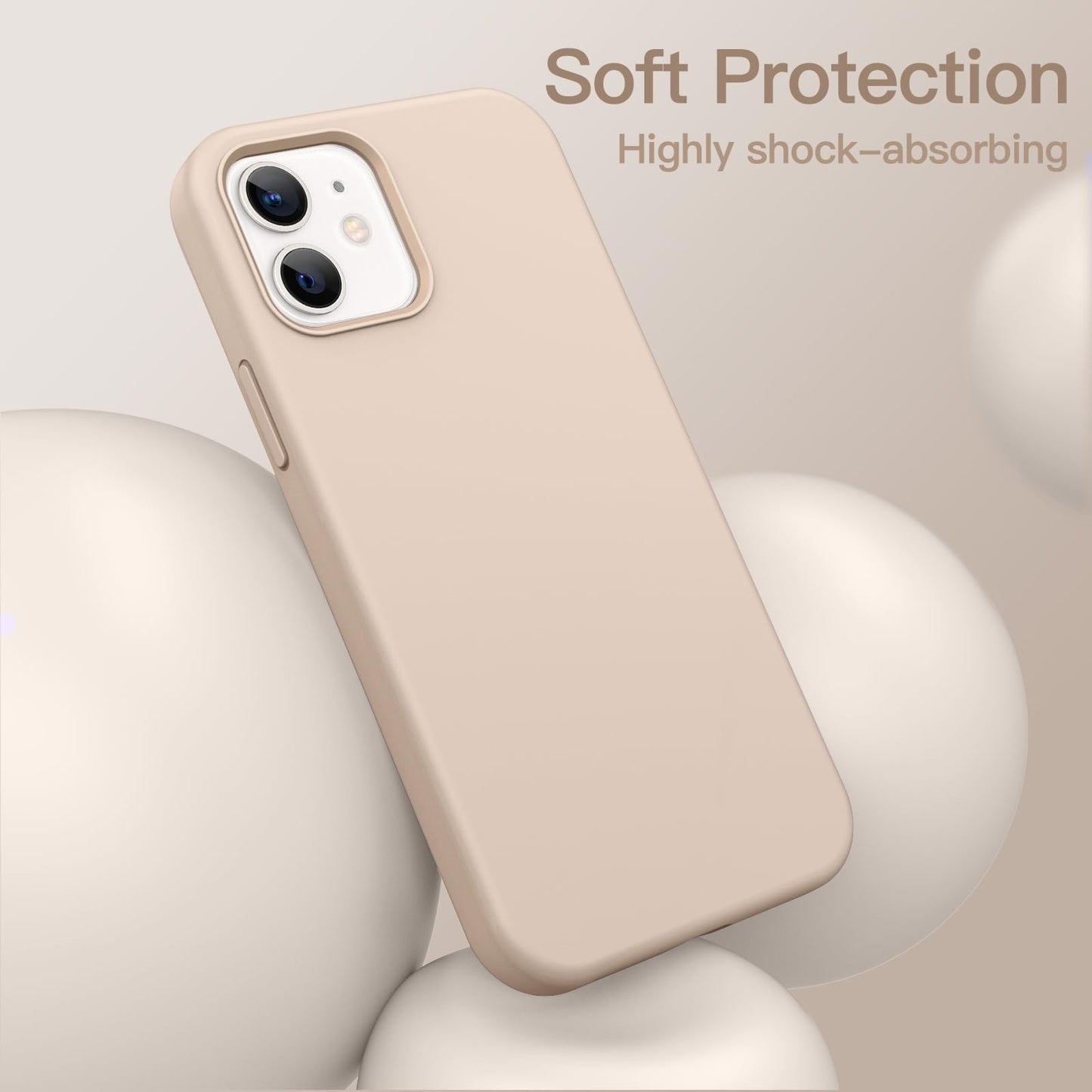 Funda Silicona para iPhone 12/12 Pro 6.1 Pulgadas, Protectora de Cuerpo Completo con Tacto Suave y Sedoso, Antigolpes Carcasa con Forro de Microfibra (Negro)