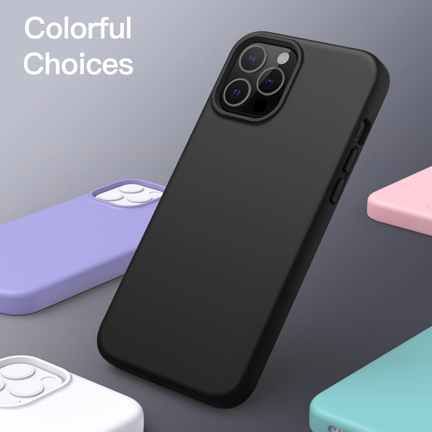Funda Silicona para iPhone 12 Pro MAX 6.7 Pulgadas, Protectora de Cuerpo Completo con Tacto Suave y Sedoso, Antigolpes Carcasa con Forro de Microfibra (Negro)