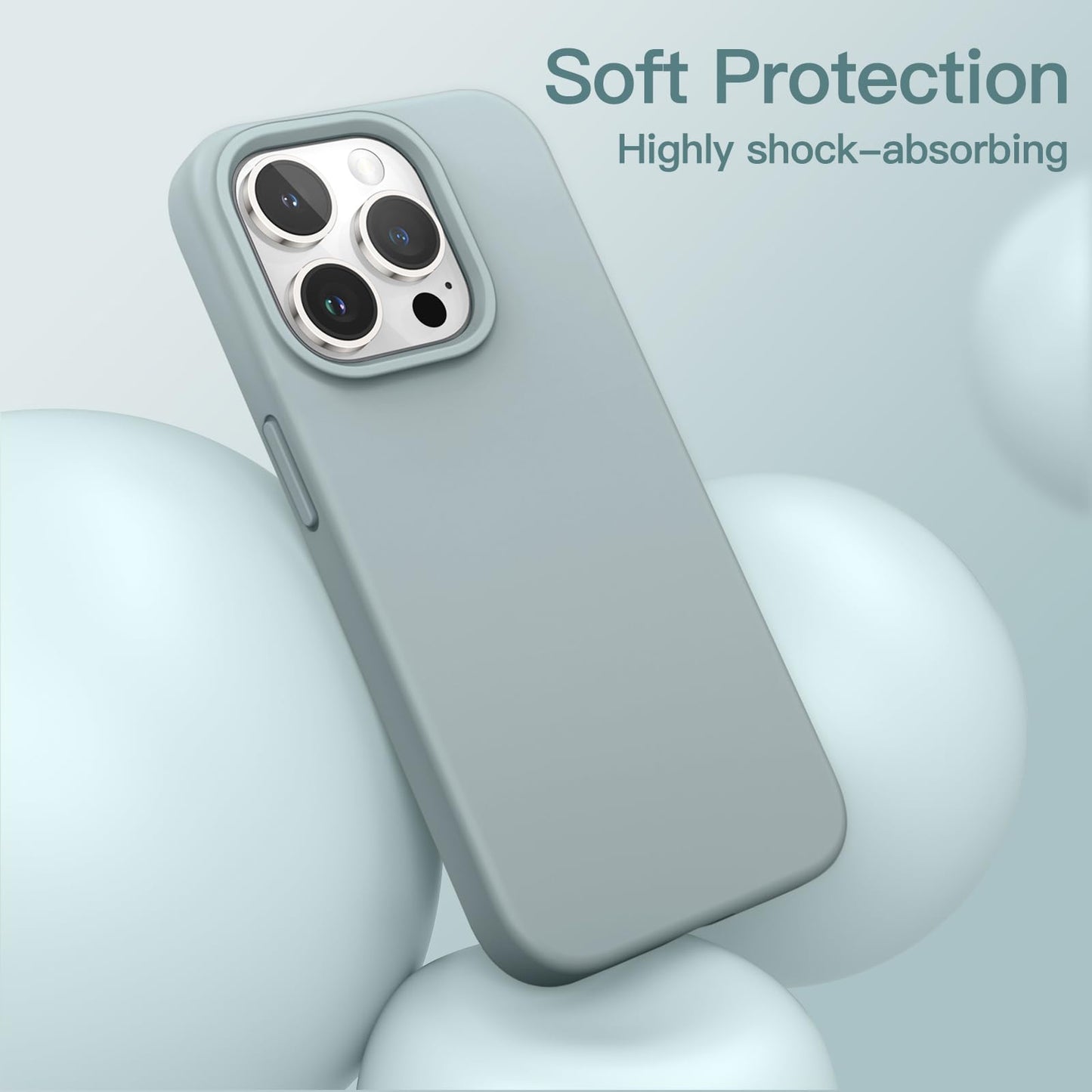 Funda Silicona para iPhone 14 Pro 6.1 Pulgadas, Protectora de Cuerpo Completo con Tacto Suave y Sedoso, Antigolpes Carcasa con Forro de Microfibra (Negro)