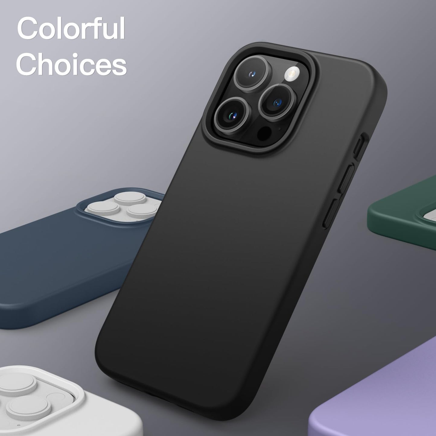 Funda Silicona para iPhone 13 Pro 6,1 Pulgadas, Protectora de Cuerpo Completo con Tacto Suave y Sedoso, Antigolpes Carcasa con Forro de Microfibra (Negro)