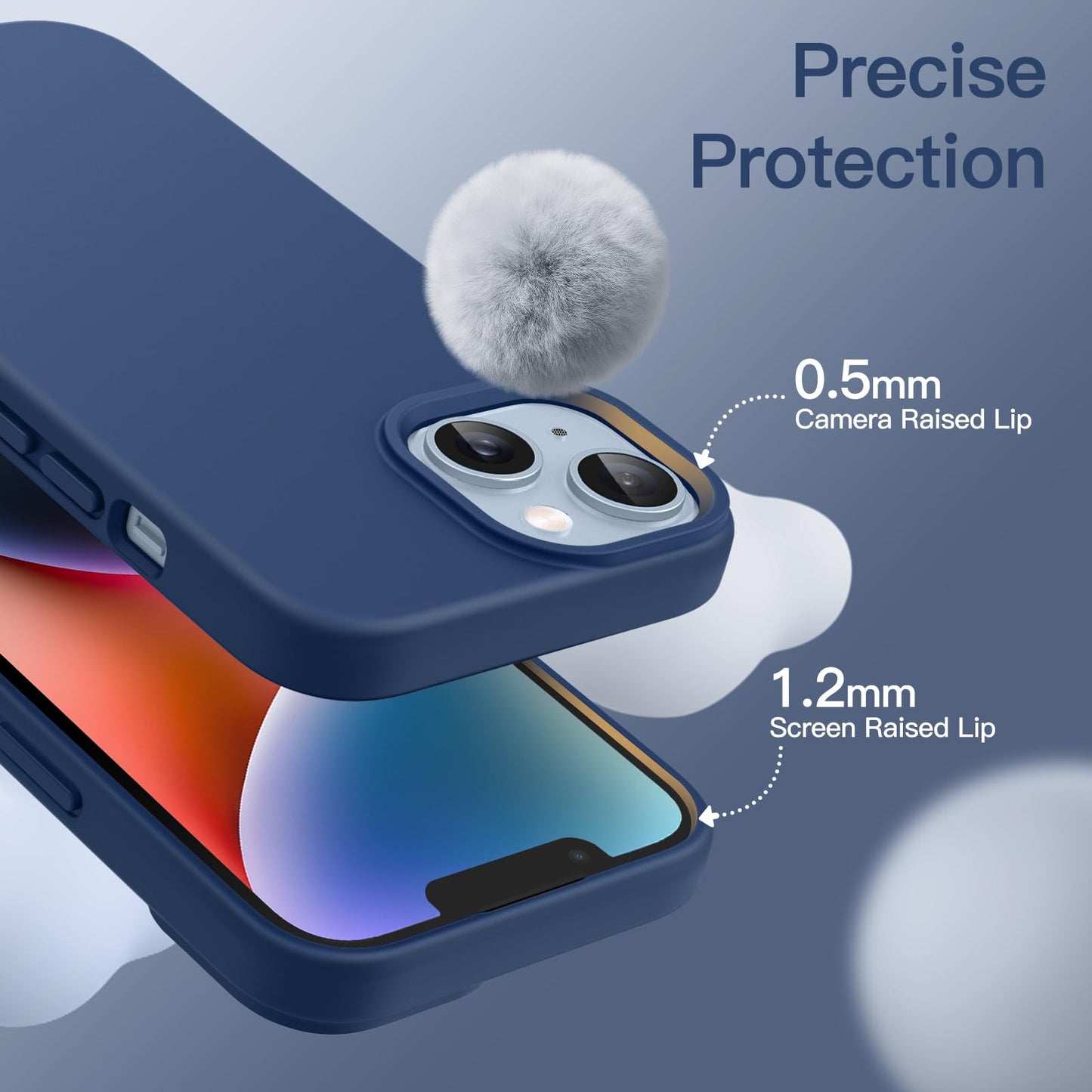 Funda Silicona para iPhone 14 6,1 Pulgadas, Protectora de Cuerpo Completo con Tacto Suave y Sedoso, Antigolpes Carcasa con Forro de Microfibra (Negro)