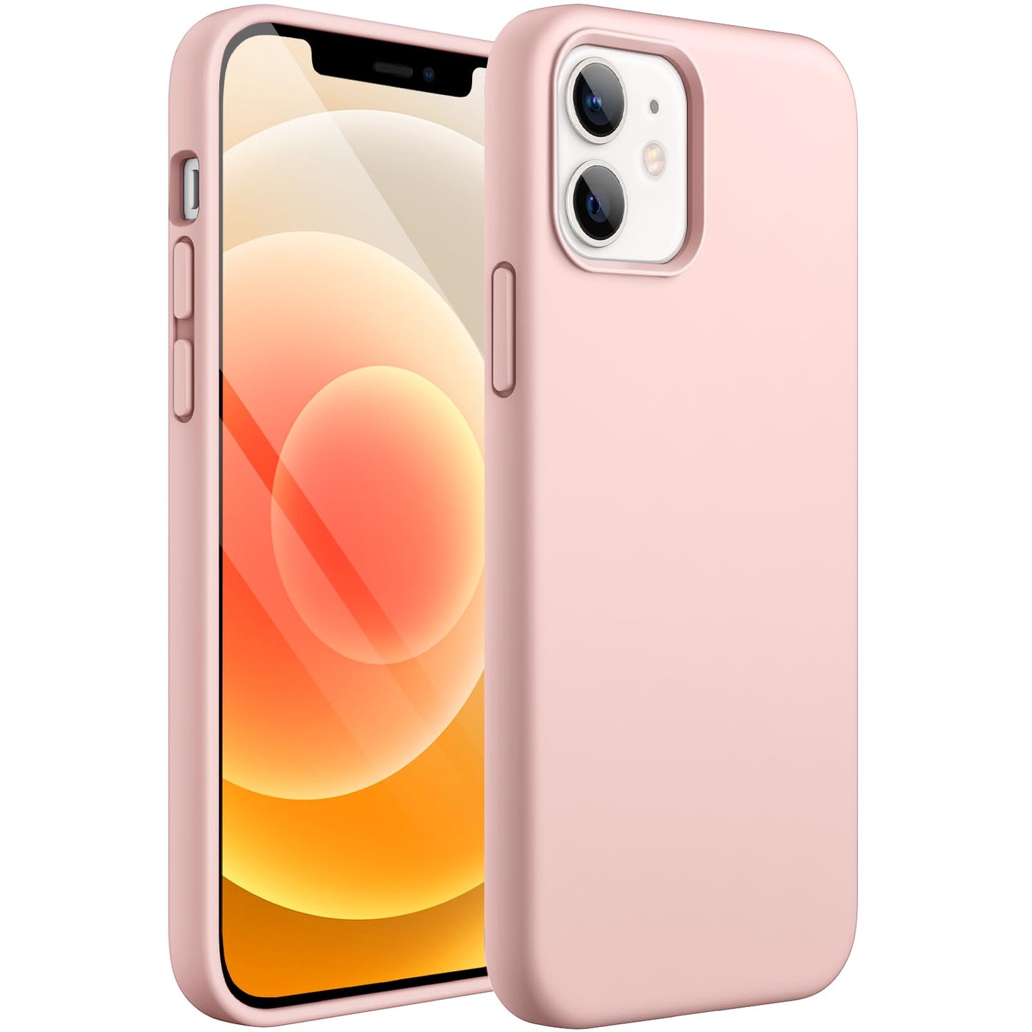 Funda Silicona para iPhone 12/12 Pro 6.1 Pulgadas, Protectora de Cuerpo Completo con Tacto Suave y Sedoso, Antigolpes Carcasa con Forro de Microfibra (Negro)