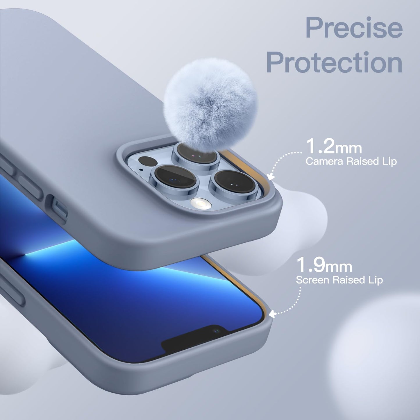Funda Silicona para iPhone 13 Pro 6,1 Pulgadas, Protectora de Cuerpo Completo con Tacto Suave y Sedoso, Antigolpes Carcasa con Forro de Microfibra (Negro)