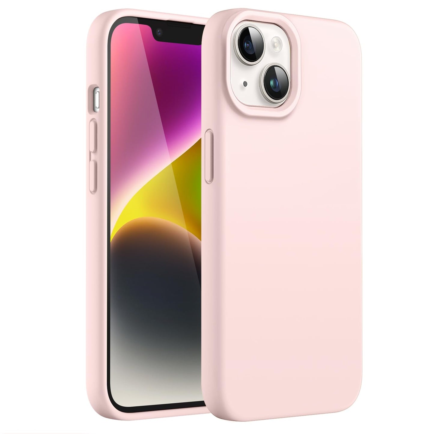 Funda Silicona para iPhone 14 6,1 Pulgadas, Protectora de Cuerpo Completo con Tacto Suave y Sedoso, Antigolpes Carcasa con Forro de Microfibra (Negro)