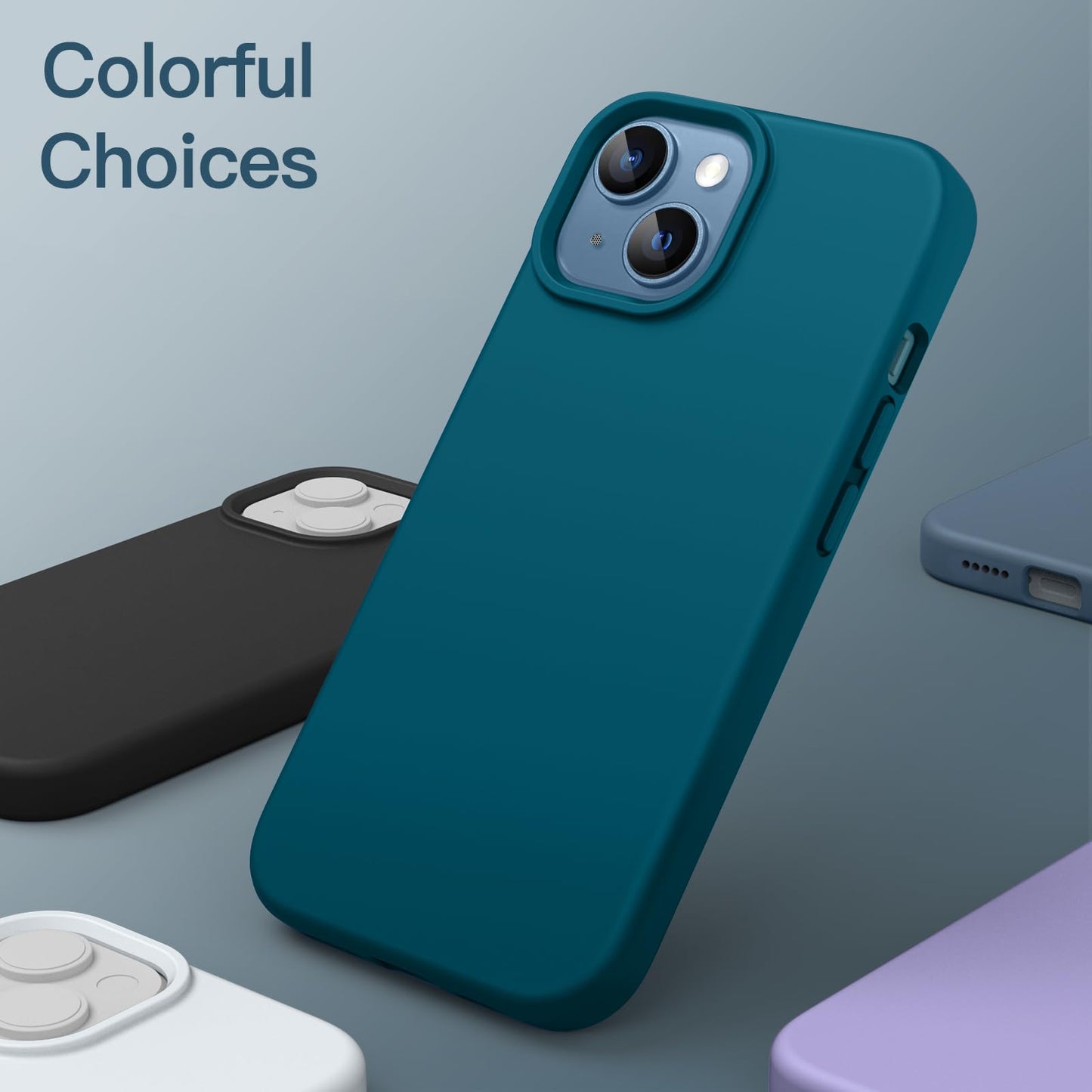Funda Silicona para iPhone 13 6,1 Pulgadas, Protectora de Cuerpo Completo con Tacto Suave y Sedoso, Antigolpes Carcasa con Forro de Microfibra (Negro)