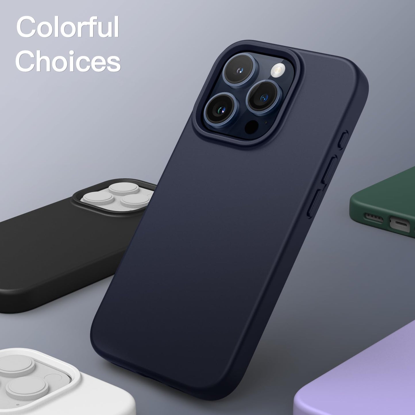 Funda Silicona para iPhone 15 Pro MAX 6.7 Pulgadas, Protectora de Cuerpo Completo con Tacto Suave y Sedoso, Antigolpes Carcasa (Negro)