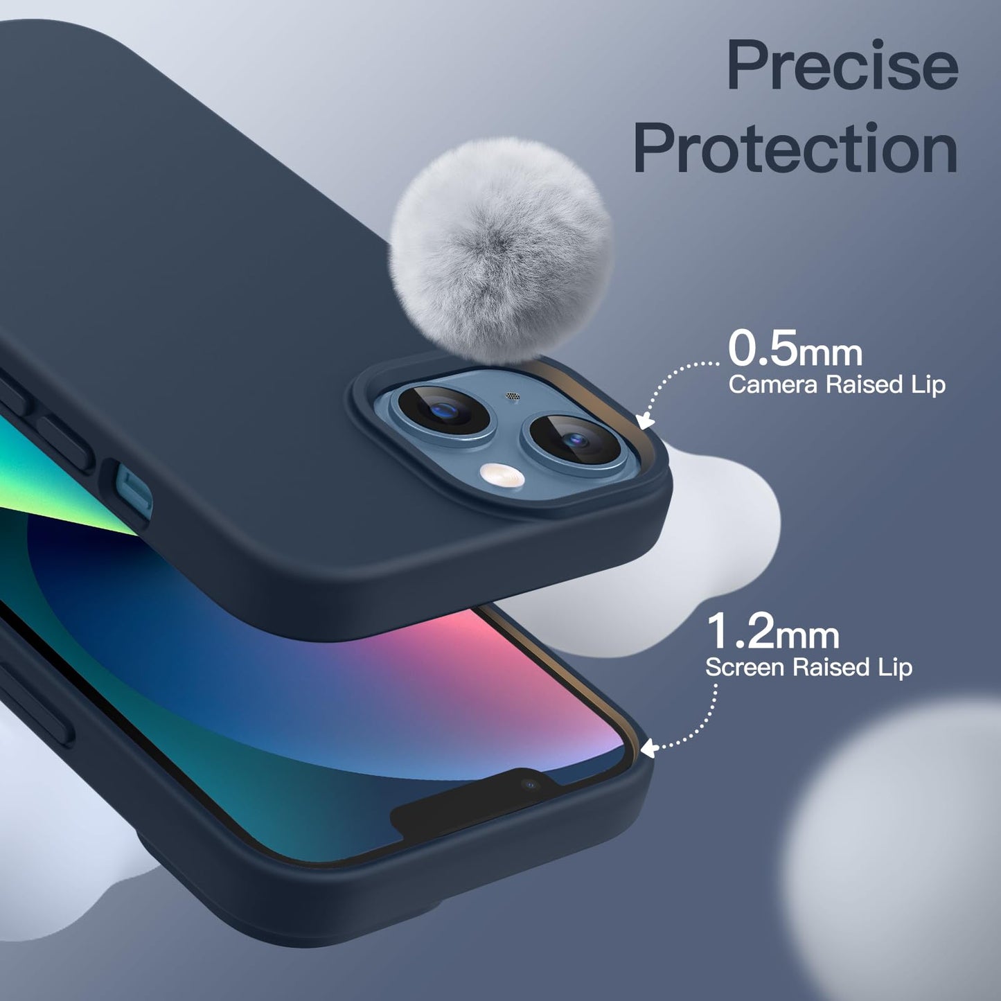 Funda Silicona para iPhone 13 6,1 Pulgadas, Protectora de Cuerpo Completo con Tacto Suave y Sedoso, Antigolpes Carcasa con Forro de Microfibra (Negro)