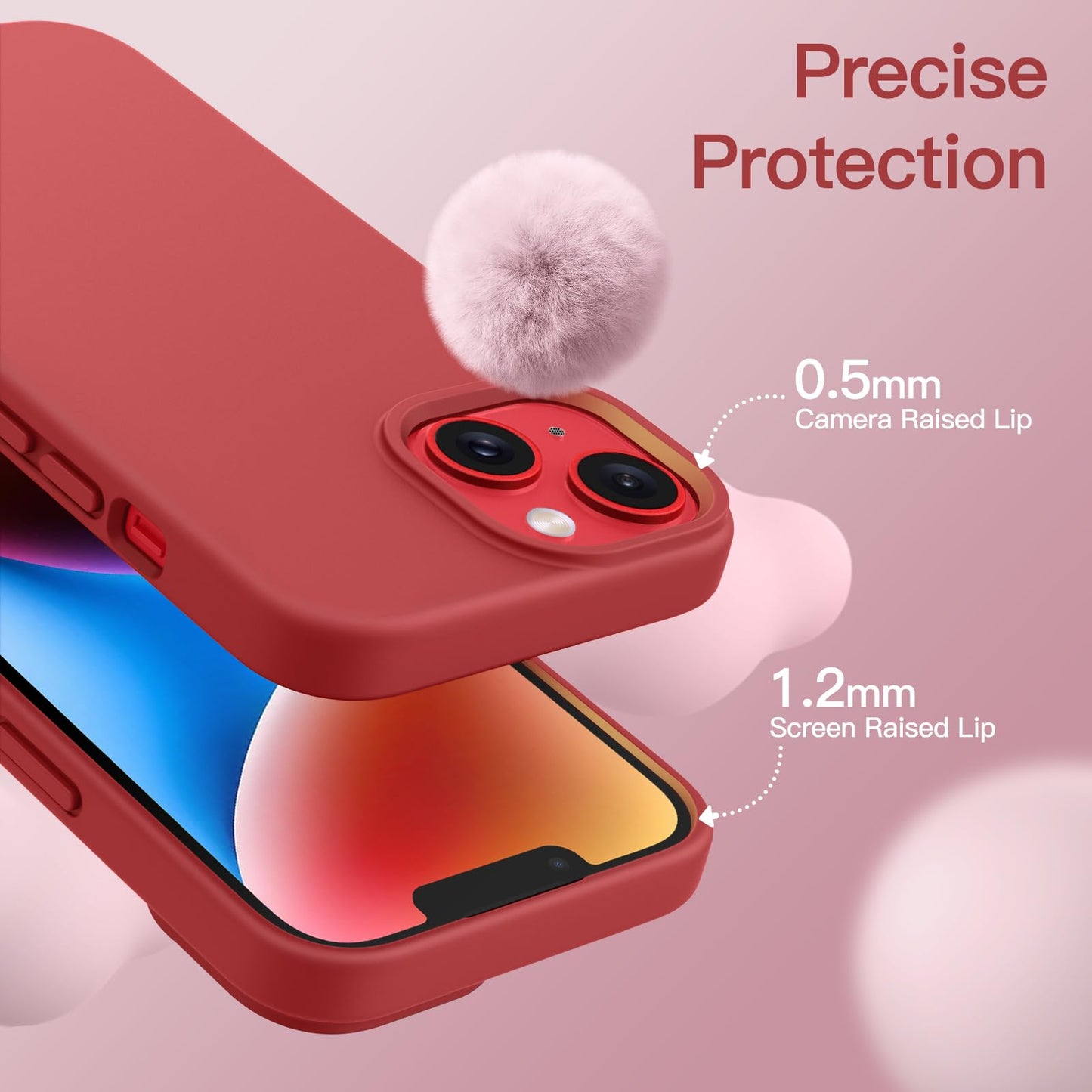 Funda Silicona para iPhone 14 6,1 Pulgadas, Protectora de Cuerpo Completo con Tacto Suave y Sedoso, Antigolpes Carcasa con Forro de Microfibra (Negro)
