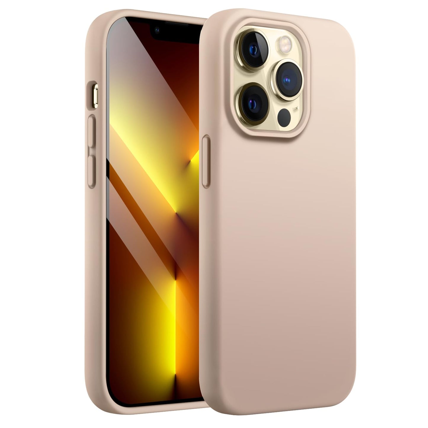 Funda Silicona para iPhone 13 Pro 6,1 Pulgadas, Protectora de Cuerpo Completo con Tacto Suave y Sedoso, Antigolpes Carcasa con Forro de Microfibra (Negro)