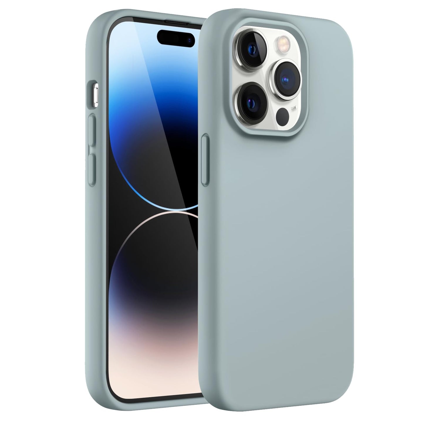 Funda Silicona para iPhone 14 Pro 6.1 Pulgadas, Protectora de Cuerpo Completo con Tacto Suave y Sedoso, Antigolpes Carcasa con Forro de Microfibra (Negro)