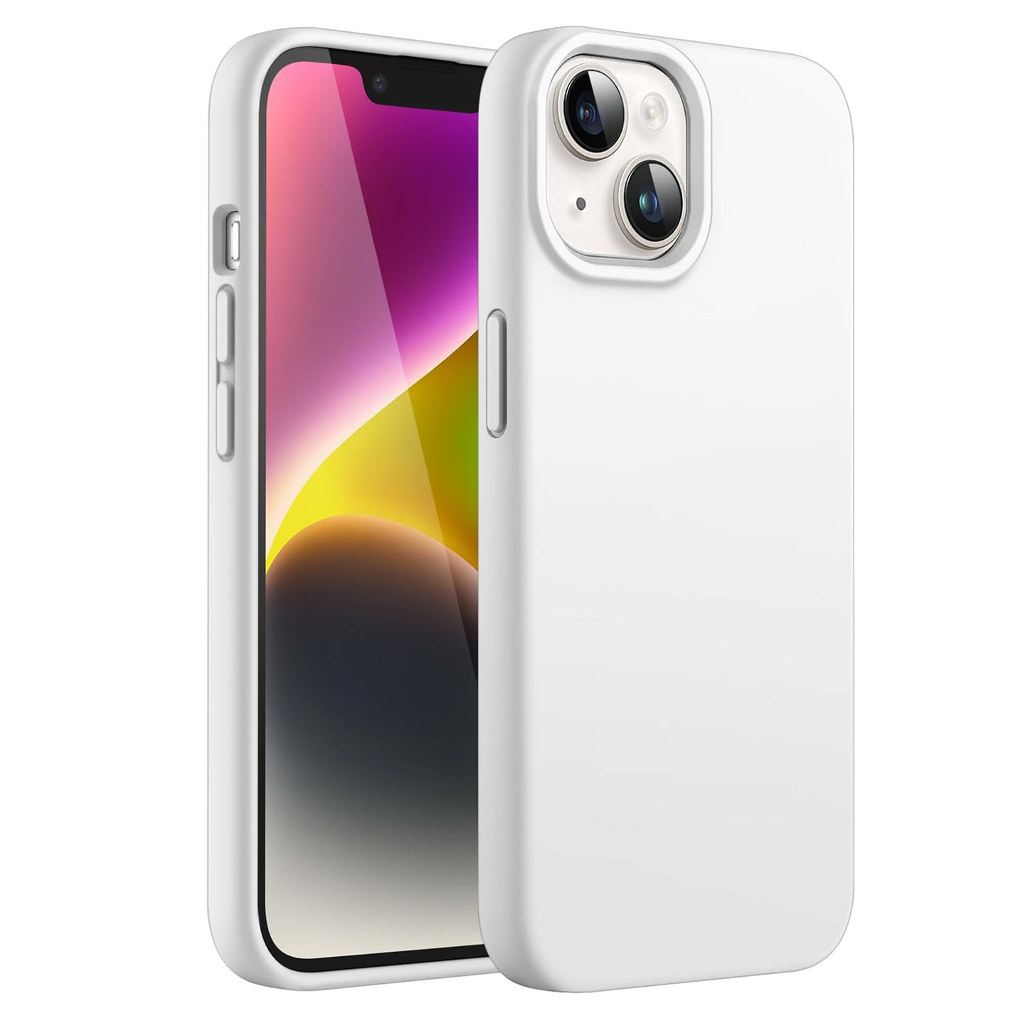 Funda Silicona para iPhone 14 6,1 Pulgadas, Protectora de Cuerpo Completo con Tacto Suave y Sedoso, Antigolpes Carcasa con Forro de Microfibra (Negro)