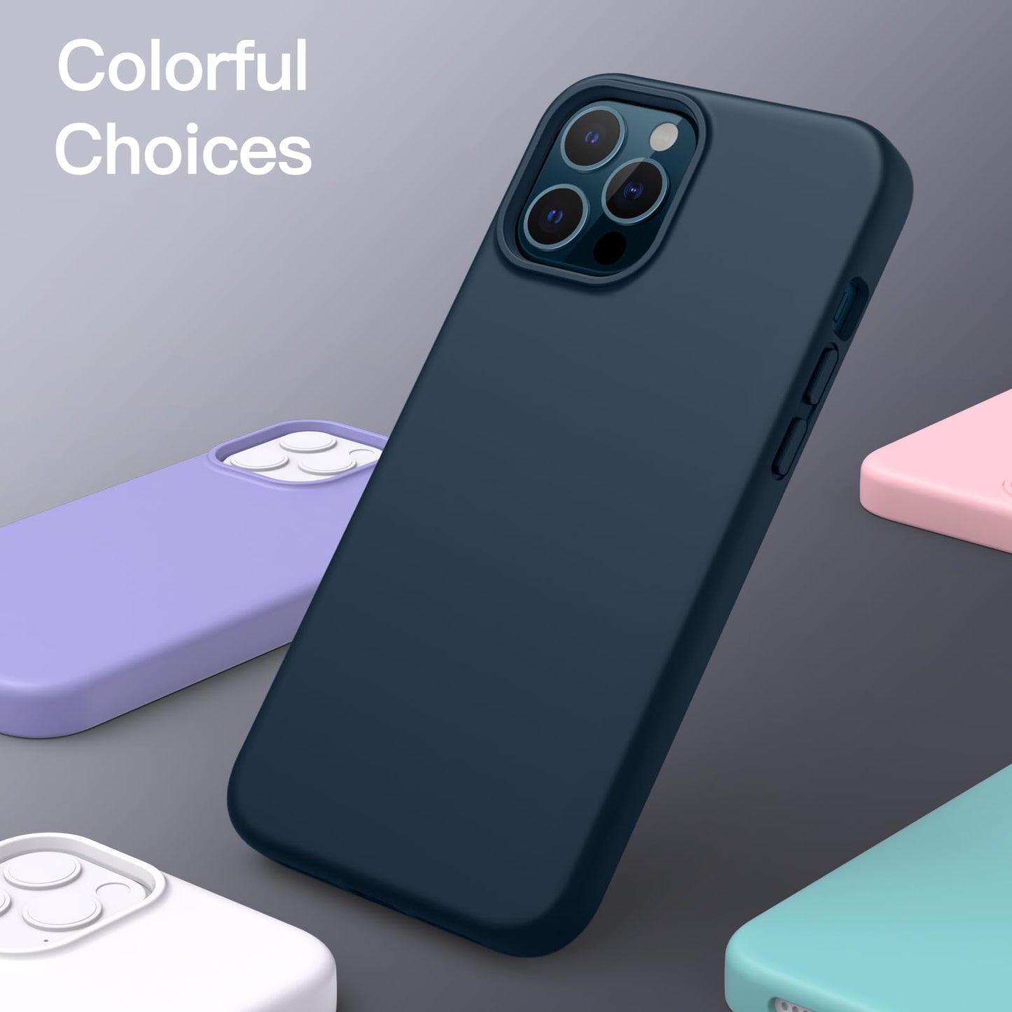 Funda Silicona para iPhone 12 Pro MAX 6.7 Pulgadas, Protectora de Cuerpo Completo con Tacto Suave y Sedoso, Antigolpes Carcasa con Forro de Microfibra (Negro)